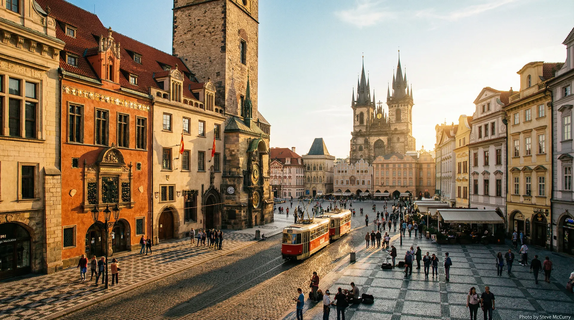 布拉格老城广场黄昏全景 - 街头搭讪 城市风光