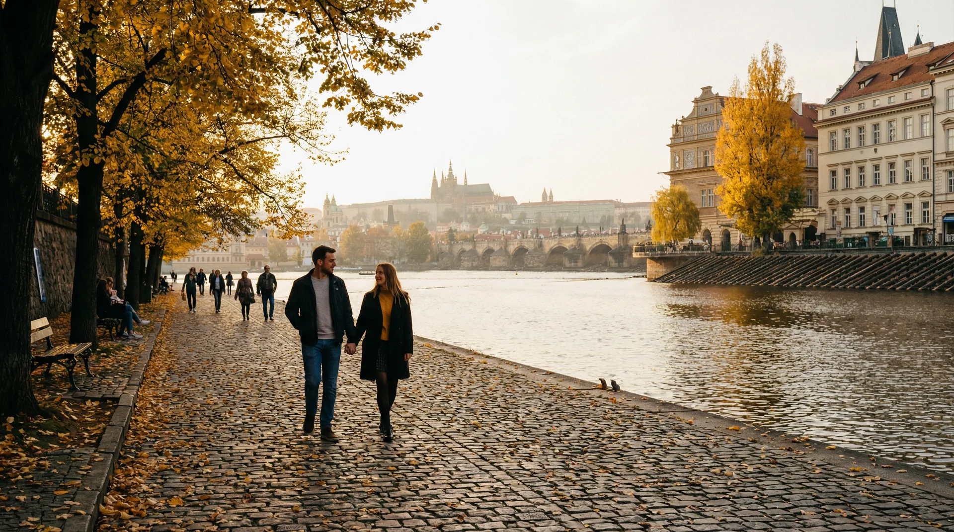 布拉格伏尔塔瓦河畔秋日漫步 - 街头搭讪 城市漫步