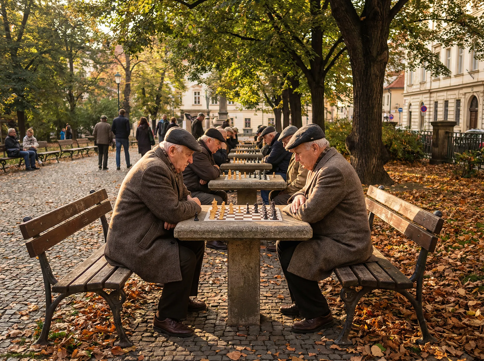 布拉格公园老人下棋 - 街头搭讪 日常生活